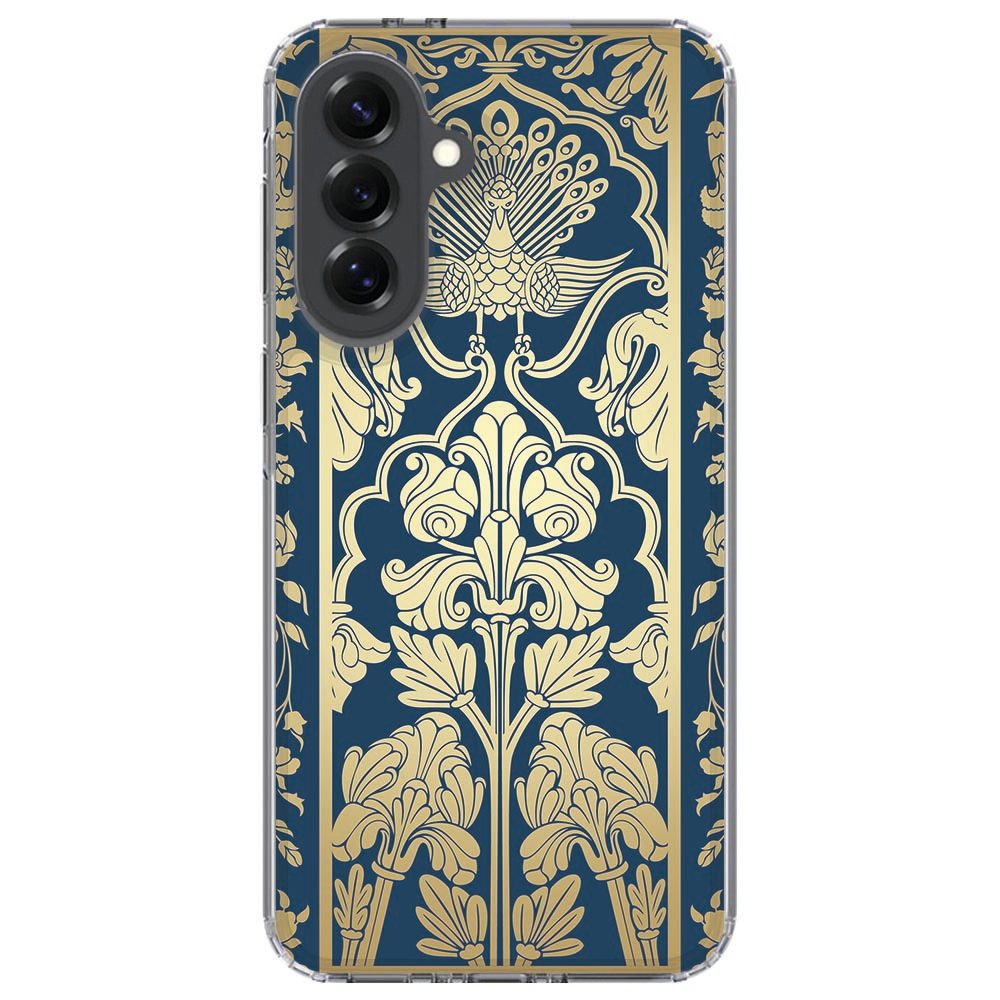 Samsung Galaxy A37 hoesje Beige Flowers schuin gefotografeerd met transparante rand