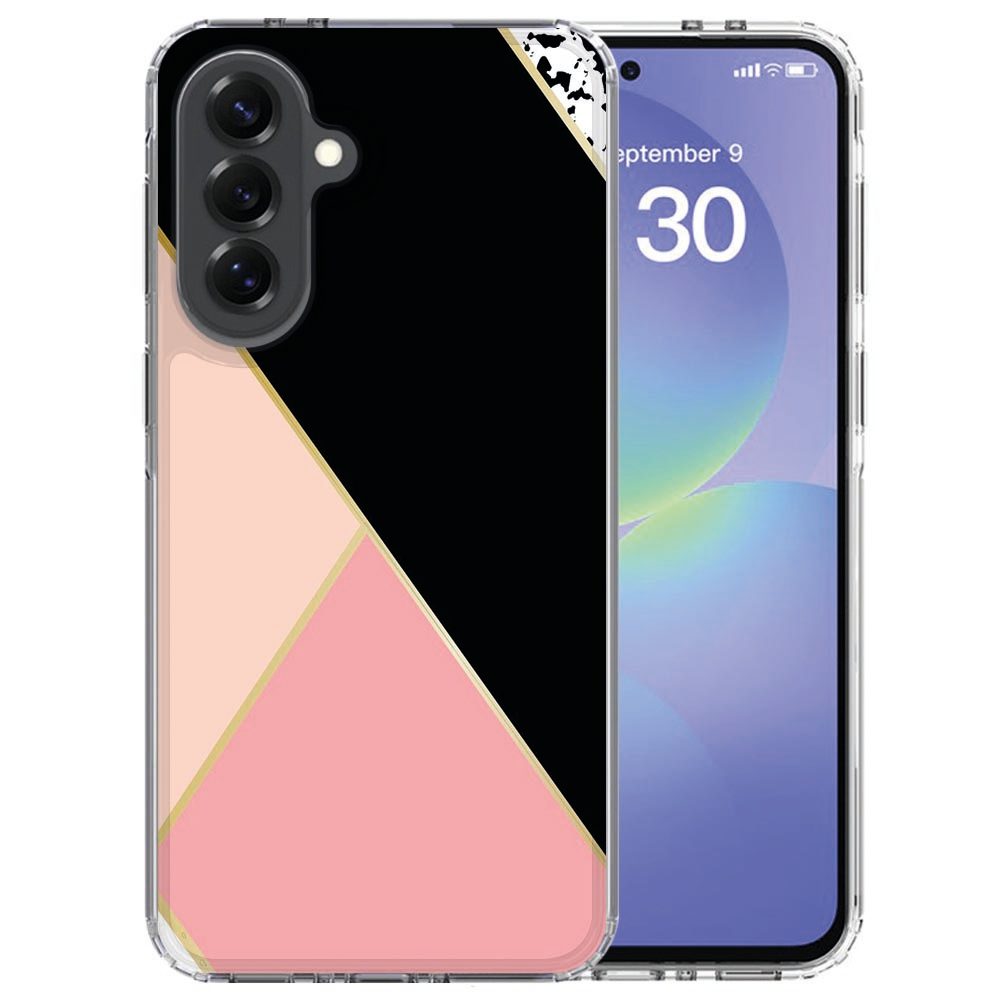 Siliconen hoesje Black Pink Shapes om een Samsung Galaxy A37, vooraanzicht