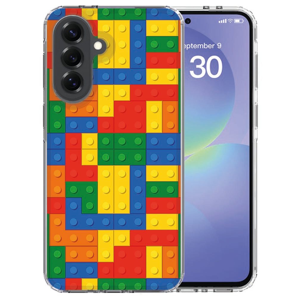 Samsung Galaxy A37 softcase hoesje met Blokken patroon in felle kleuren