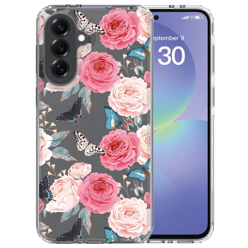 Achterkant van het TPU hoesje Butterfly Roses voor de Samsung Galaxy A37