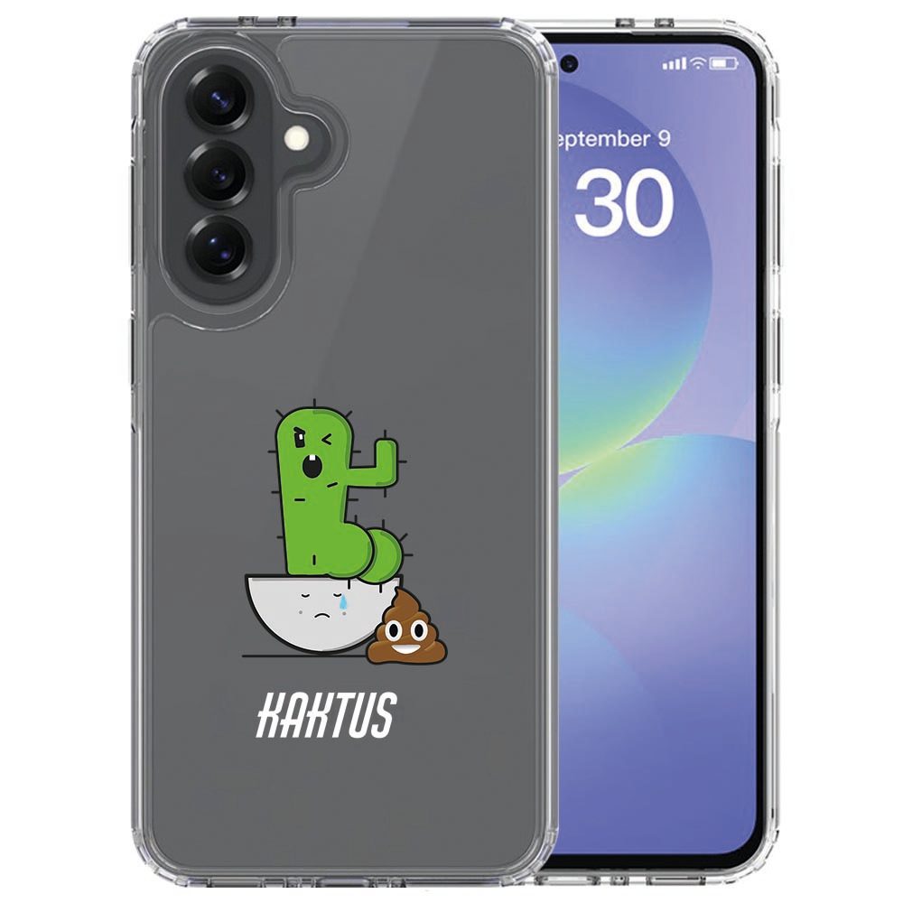 Vrolijke Cactus Poo print op transparant Samsung Galaxy A37 TPU hoesje