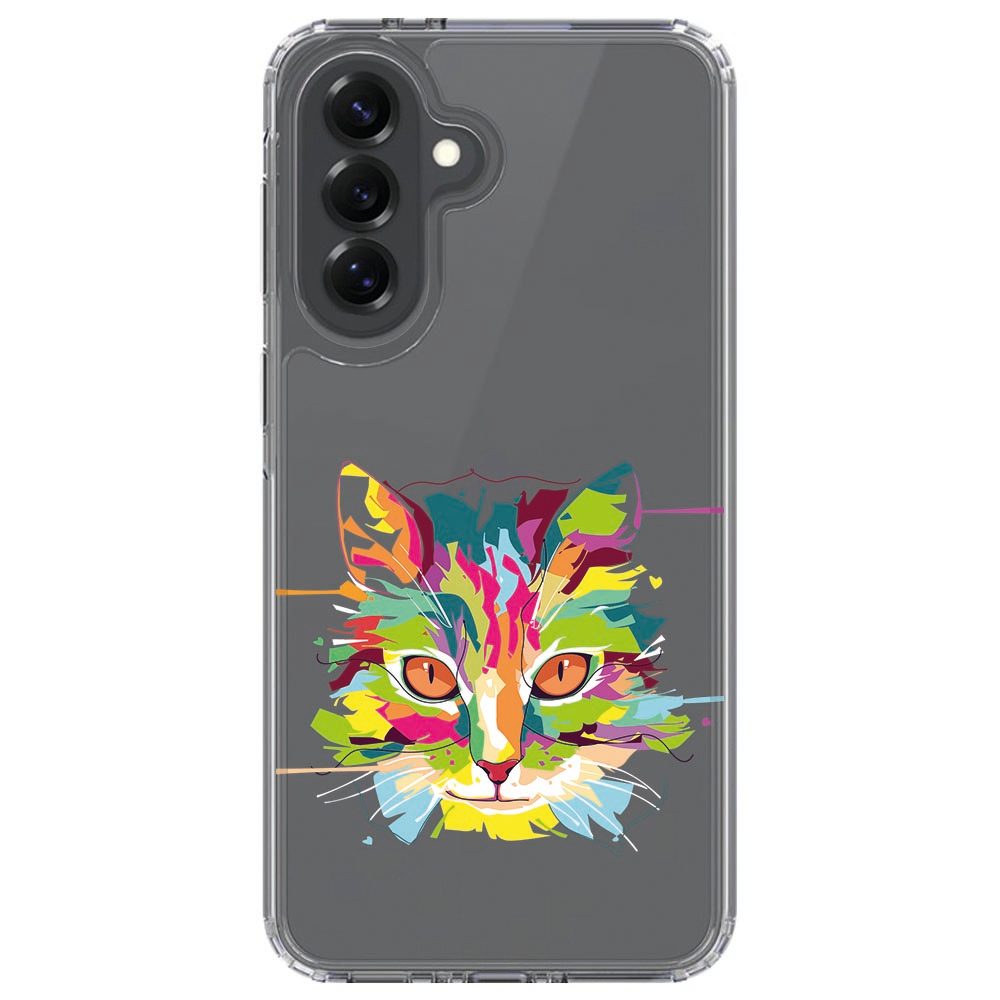 Samsung Galaxy A37 in Cat Color hoesje, schuin aanzicht met camera-uitsparing