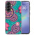 Achterkant van het Samsung Galaxy A37 hoesje met Cirkels en Vlinders design in groen en roze