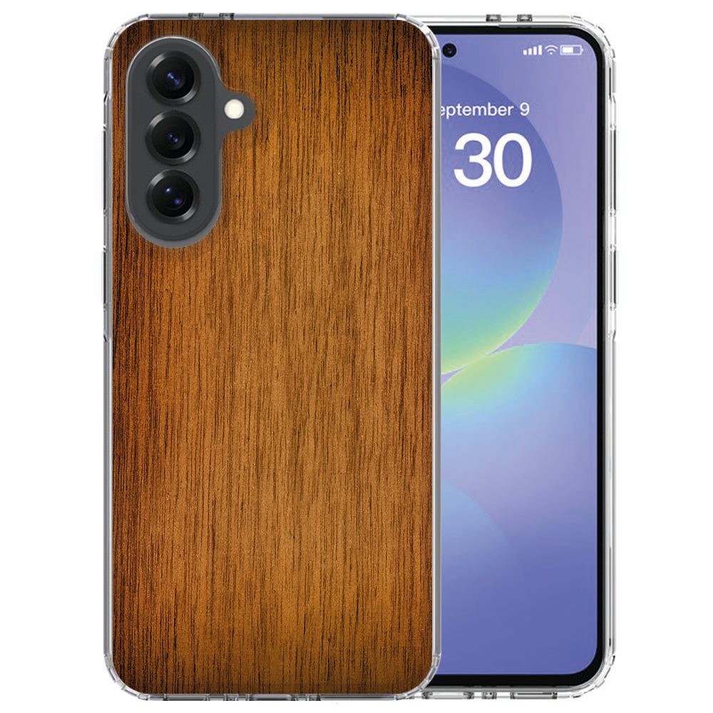 Donker Hout print met houtnerf op de rug van een Samsung Galaxy A37 hoesje
