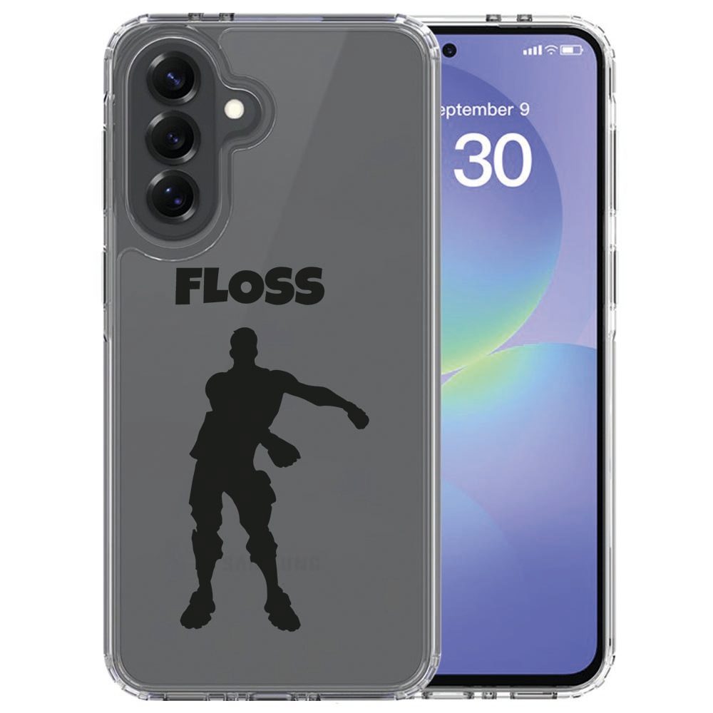 Samsung Galaxy A37 siliconen hoesje Floss met zwarte figuur op transparante achterkant