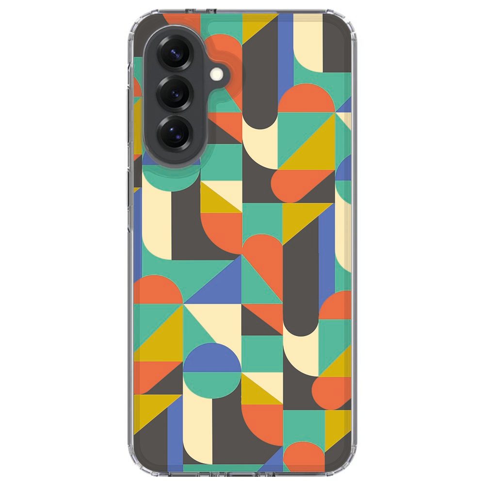 Samsung Galaxy A37 met Funky Retro hoesje, schuine hoek met zicht op de USB-C-opening