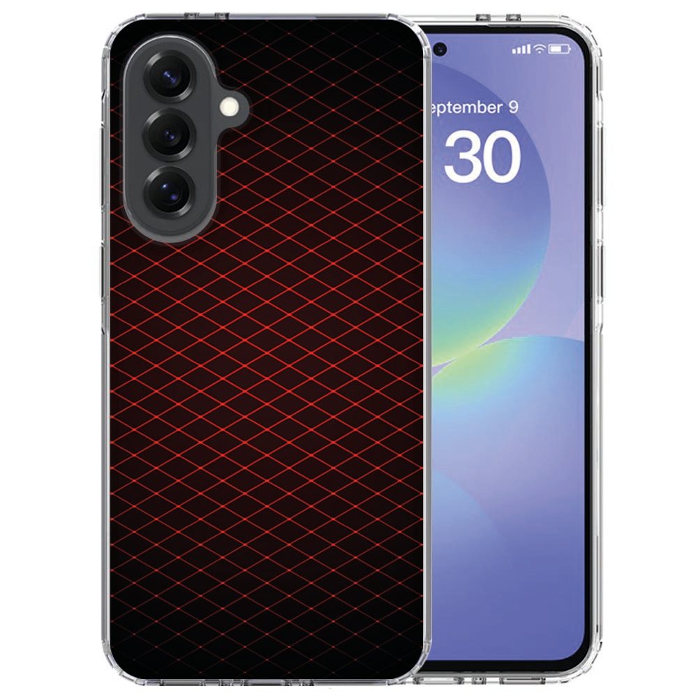 Samsung Galaxy A37 telefoonhoesje Geruit Rood met rood-zwart ruitpatroon, achteraanzicht