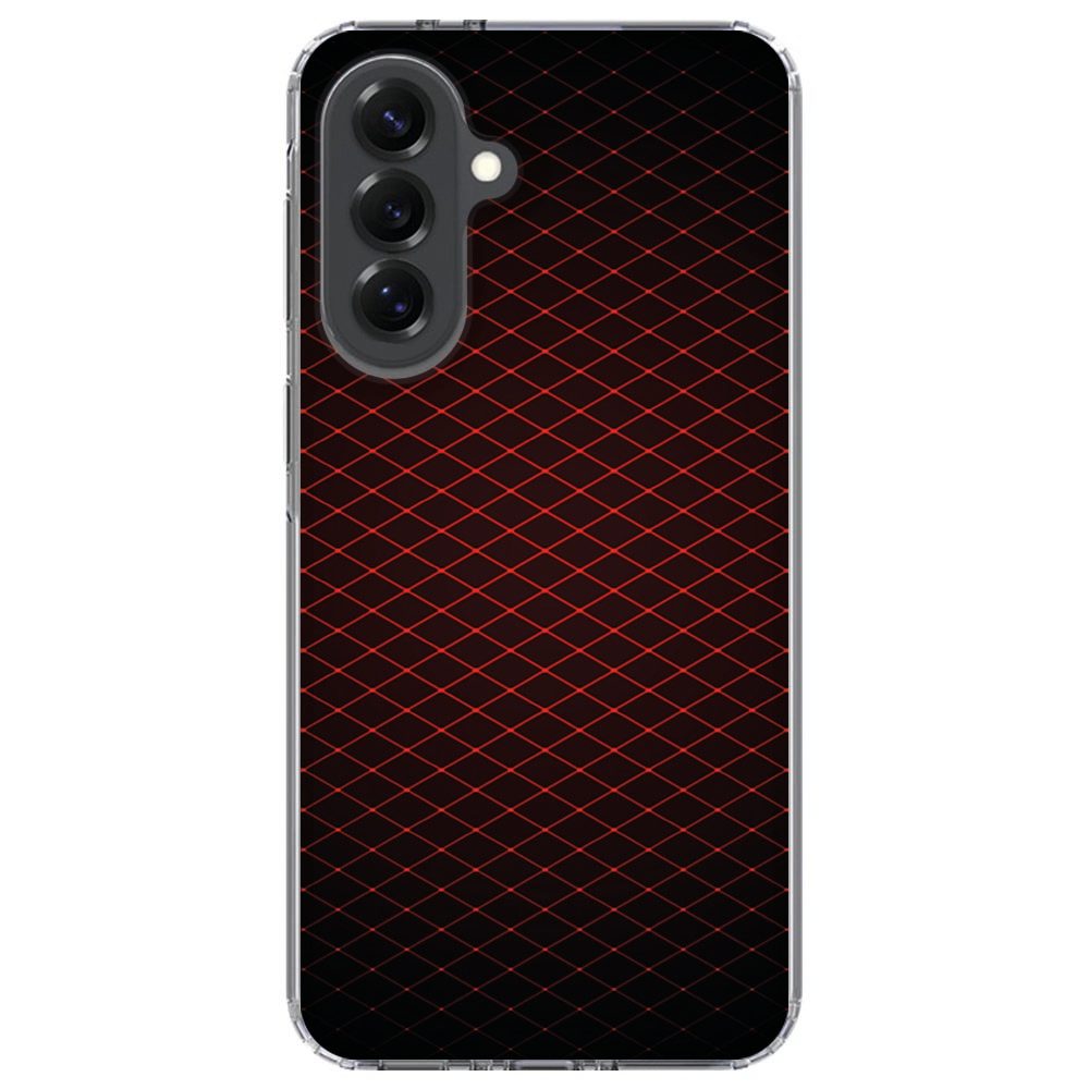 Detail van de verhoogde camerarand op het Samsung Galaxy A37 hoesje Geruit Rood