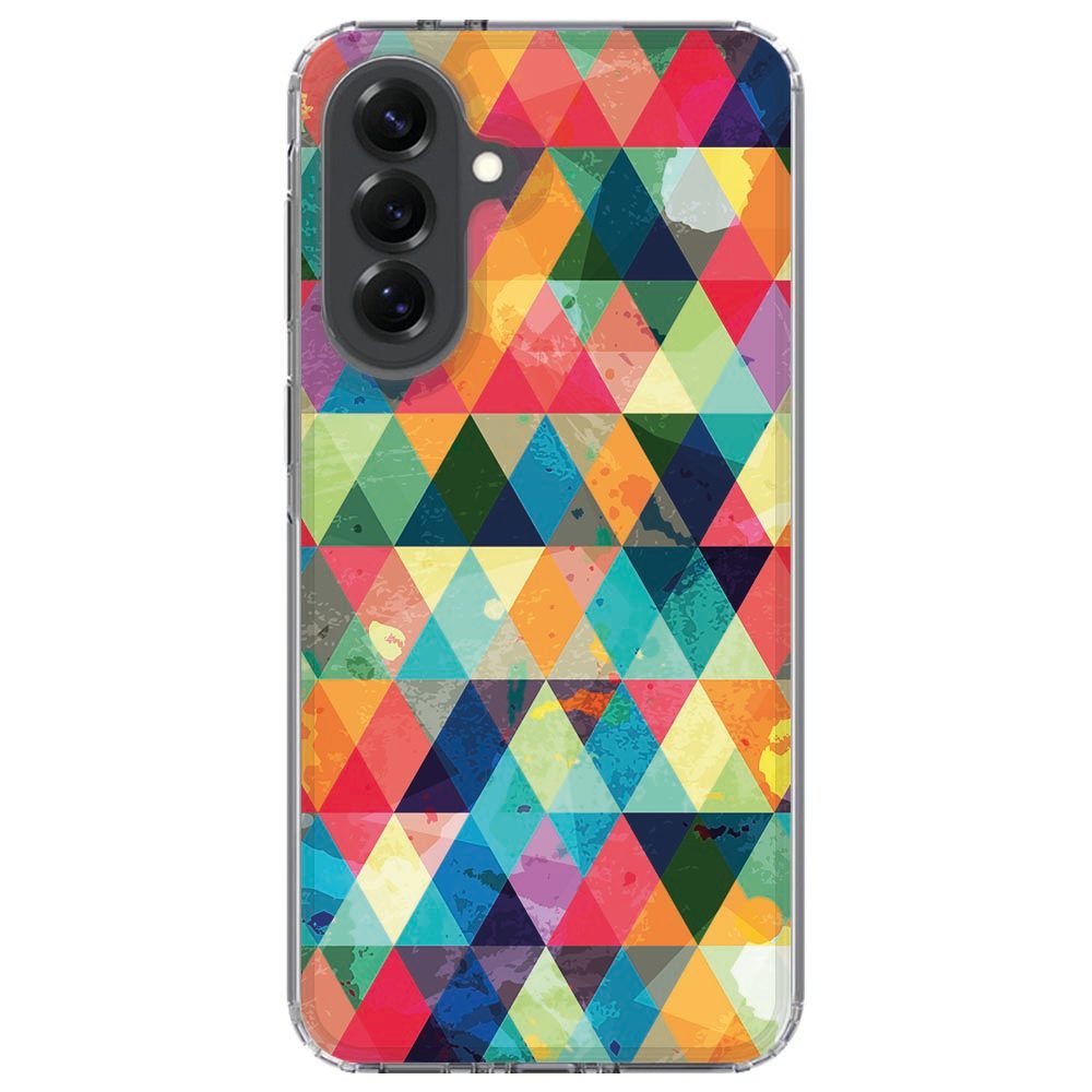 Samsung Galaxy A37 met Geruit TPU hoesje, hoekaanzicht met transparante zijkant