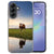 Back cover Koe voor Samsung Galaxy A37 met oranje koeienprint, achteraanzicht