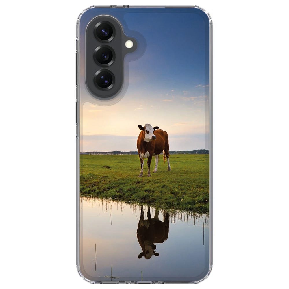 Samsung Galaxy A37 met Koe hoesje, detail van de verhoogde rand rond de camera