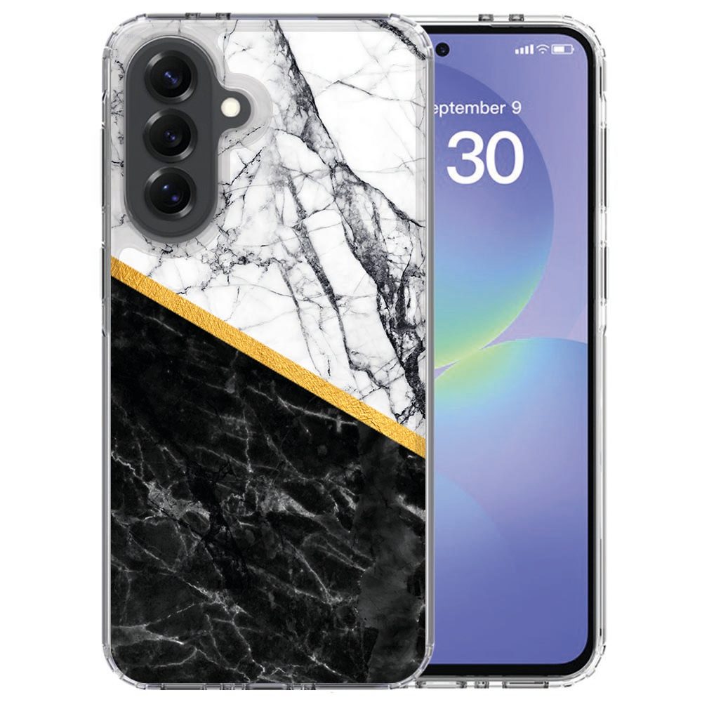 Telefoonhoesje Marble White Black om de Samsung Galaxy A37, achteraanzicht