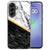 Telefoonhoesje Marble White Black om de Samsung Galaxy A37, achteraanzicht