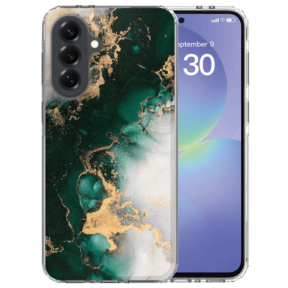 Softcase hoesje Marmer Groen op Samsung Galaxy A37, achteraanzicht met witte aders