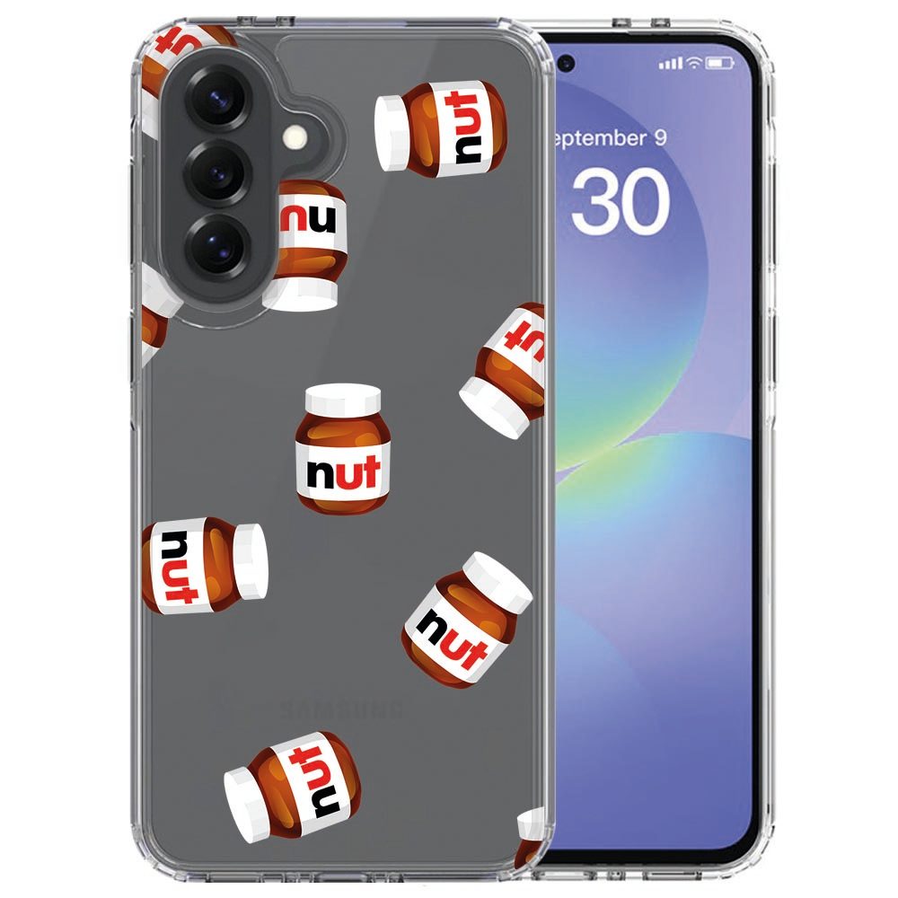 Samsung Galaxy A37 siliconen hoesje Nut Jar met notenpot illustratie, achteraanzicht