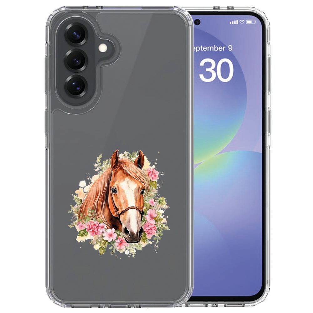Samsung Galaxy A37 met Paard hoesje vastgehouden in een hand