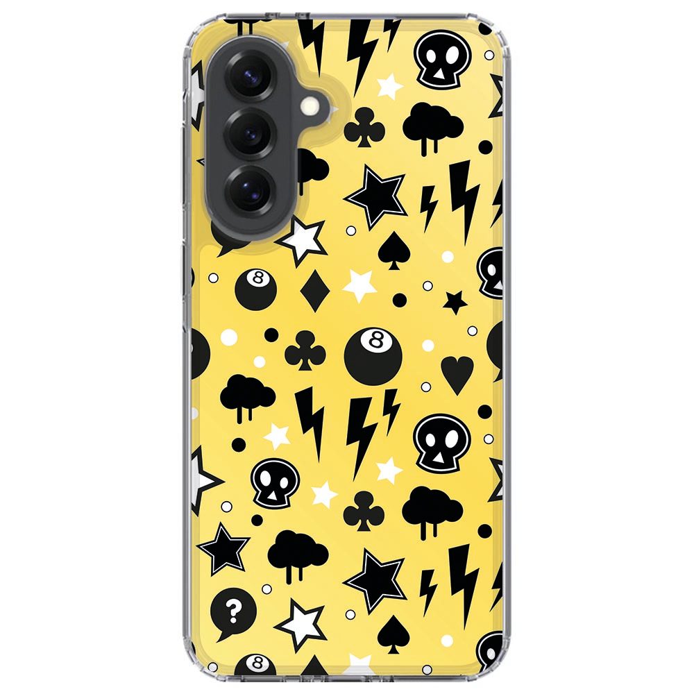 Punk Yellow hoesje om de Samsung Galaxy A37, zijkant met knoppenoverlay
