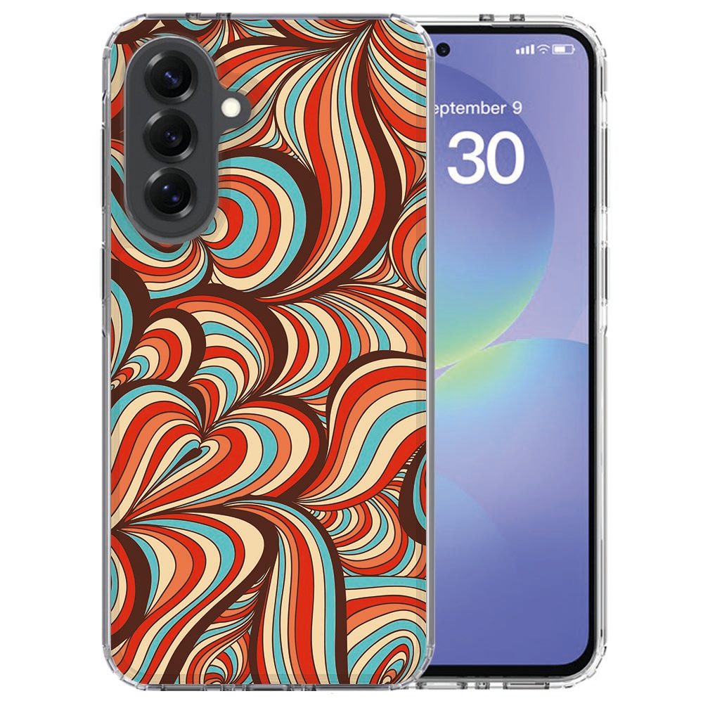 Siliconen hoesje Retro voor de Samsung Galaxy A37 met kleurrijke golvende vormen