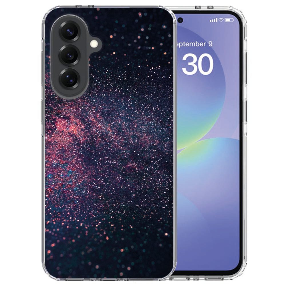 Samsung Galaxy A37 back cover hoesje Stars met paarse sterren op zwarte achtergrond