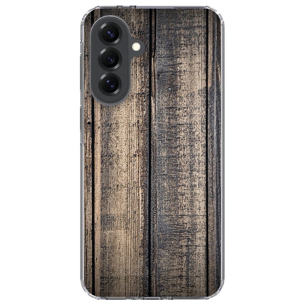 Steigerhout hoesje om een Samsung Galaxy A37, gezien vanaf de zijkant