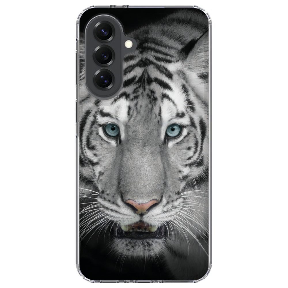 Tijger hoesje om Samsung Galaxy A37 gezien vanaf de zijkant met klikbare knoppen