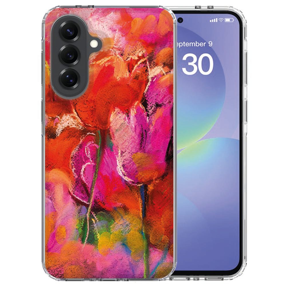 Samsung Galaxy A37 telefoonhoesje Tulips met rood-roze tulpenprint