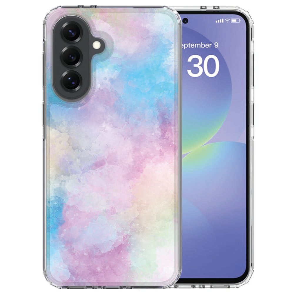 Samsung Galaxy A37 siliconen hoesje Watercolor Light met pasteltinten, achteraanzicht