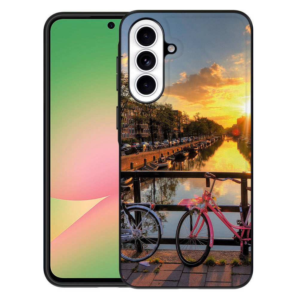 Samsung Galaxy A57 Back Cover Amsterdamse Grachten print vooraanzicht.