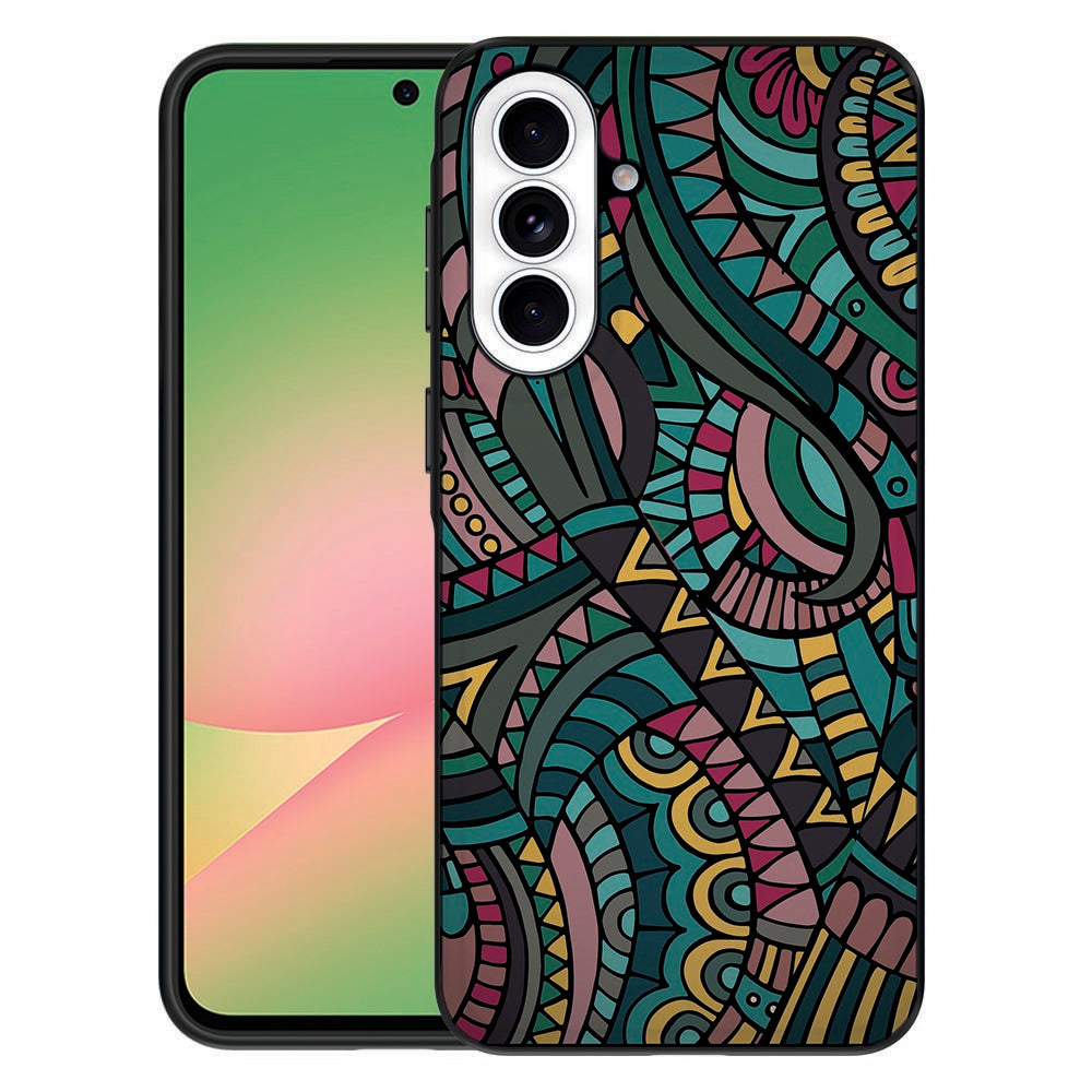 Samsung Galaxy A57 Beschermhoes Aztec print vooraanzicht.