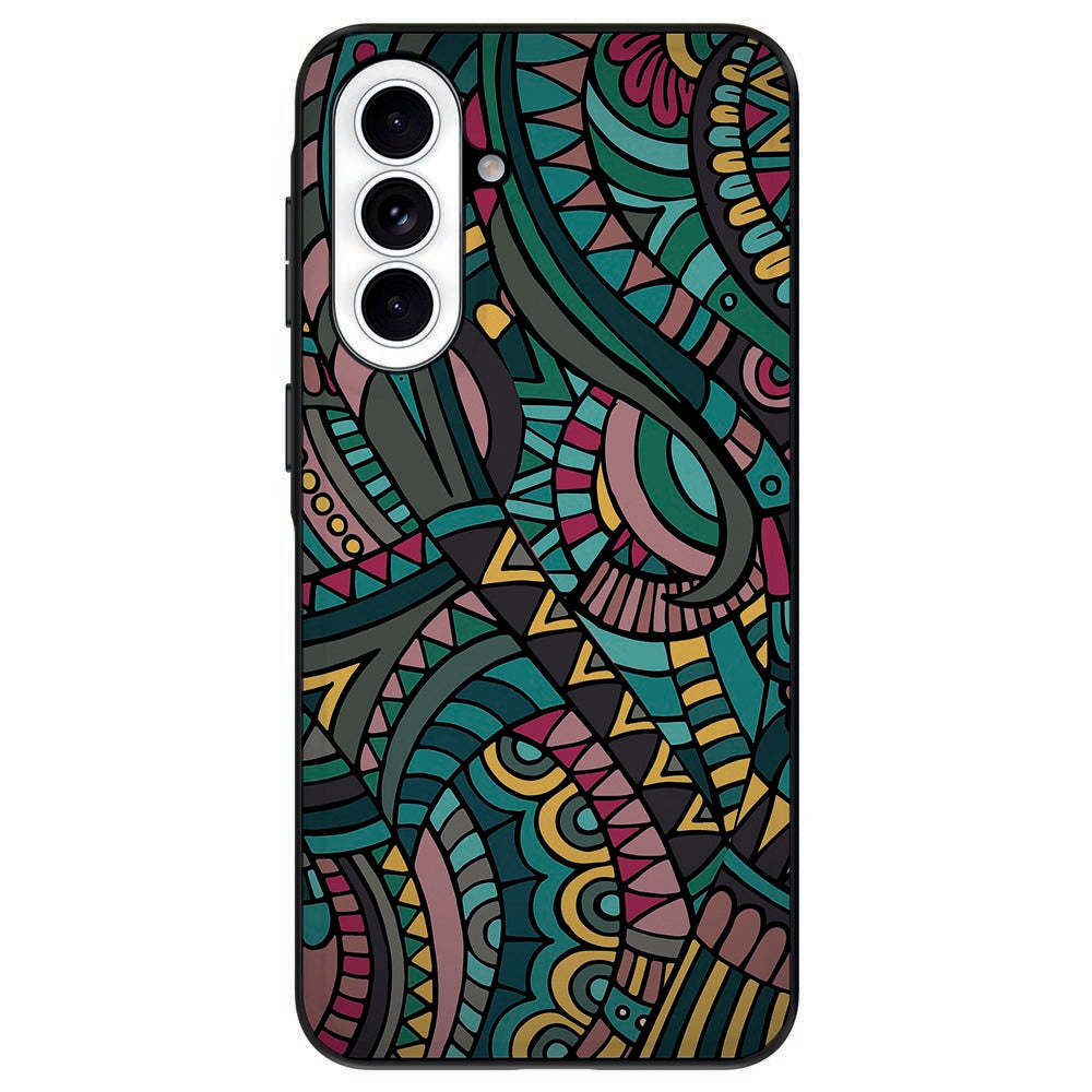 Samsung Galaxy A57 Beschermhoes Aztec print vooraanzicht.