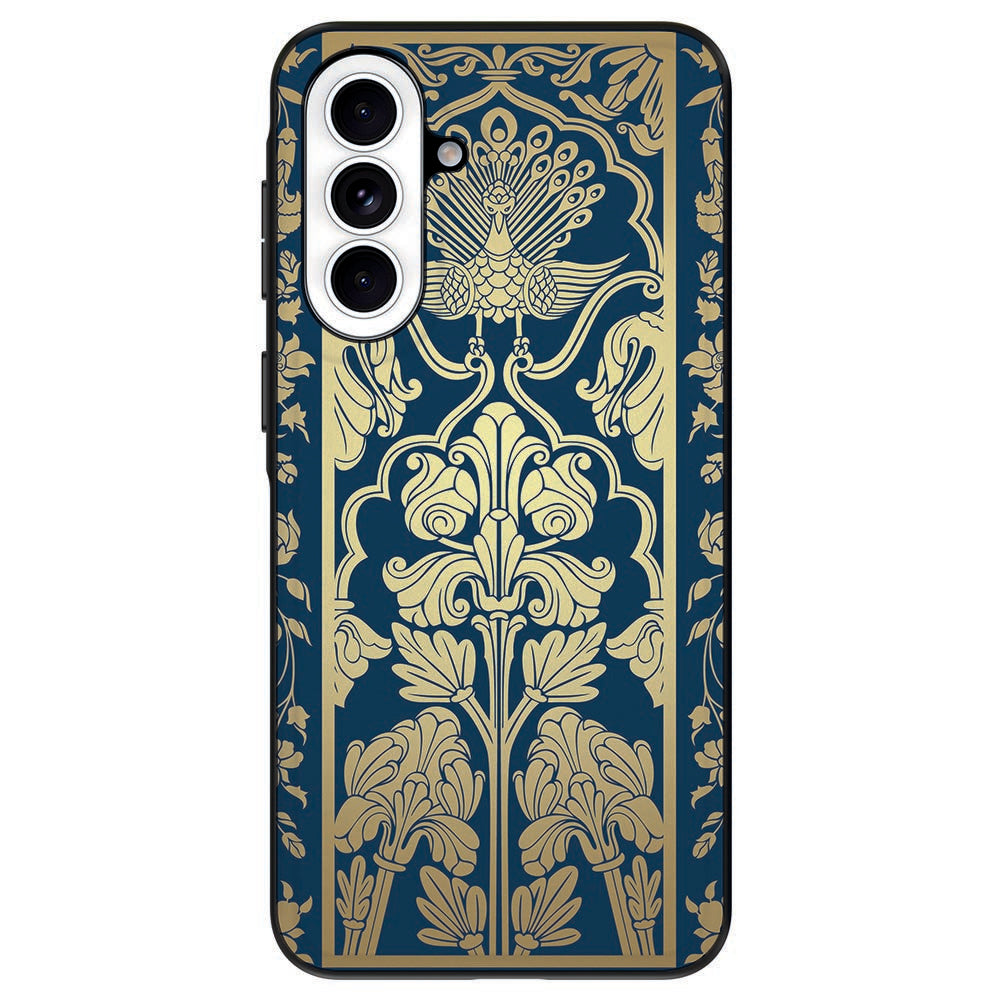 Samsung Galaxy A57 Back Cover Beige Flowers detail zicht op luxe print en tekstuur.