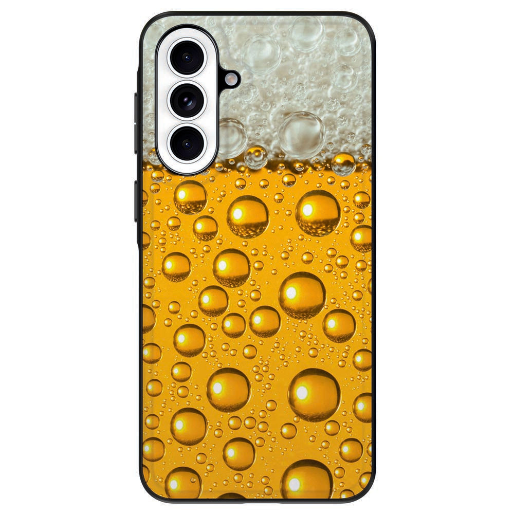 Samsung Galaxy A57 TPU Hoesje Bier Bierdesign met druppels Vooraanzicht.