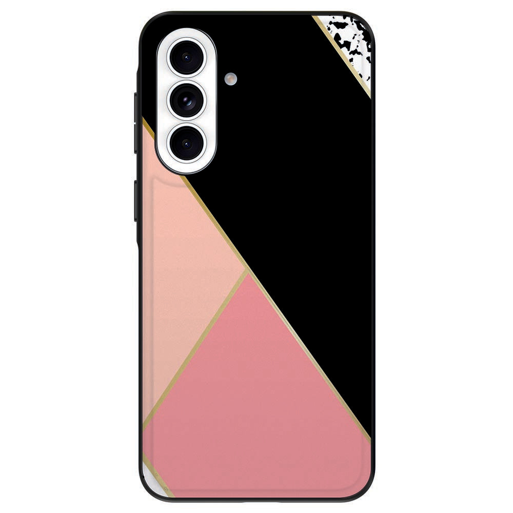 Samsung Galaxy A57 Back Cover Black Pink Shapes achterkant met geometrisch design.