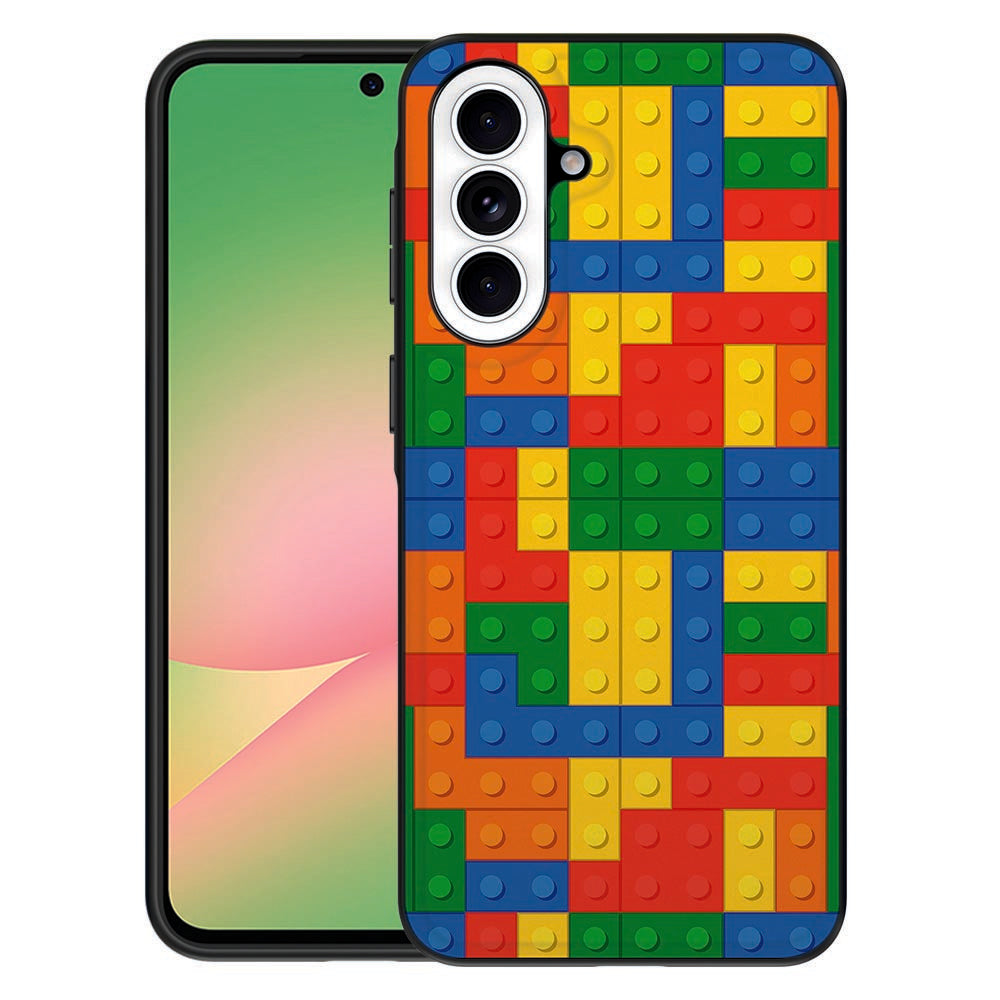 Samsung Galaxy A57 Beschermhoes Blokken Back Cover blokkenpatroon vooraanzicht.