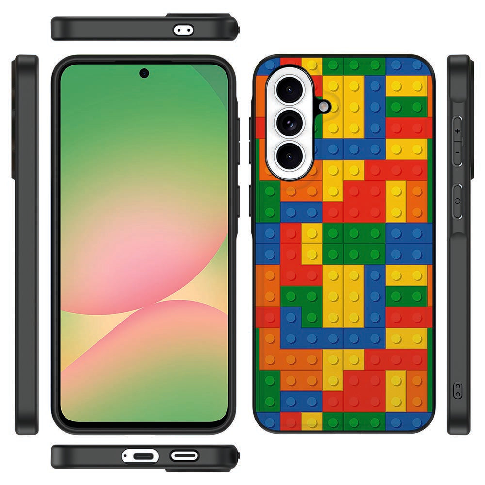 Samsung Galaxy A57 Beschermhoes Blokken Back Cover Blokkenpatroon Vooraanzicht.
