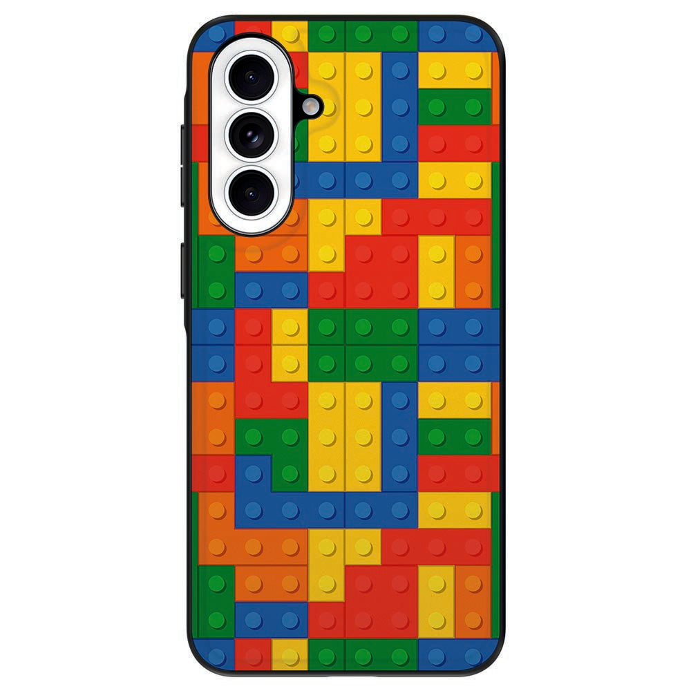 Samsung Galaxy A57 Beschermhoes Blokken Back Cover blokkenpatroon vooraanzicht.