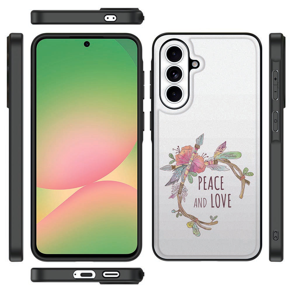 Samsung Galaxy A57 Back Cover Boho Tekst peace and love print vooraanzicht.