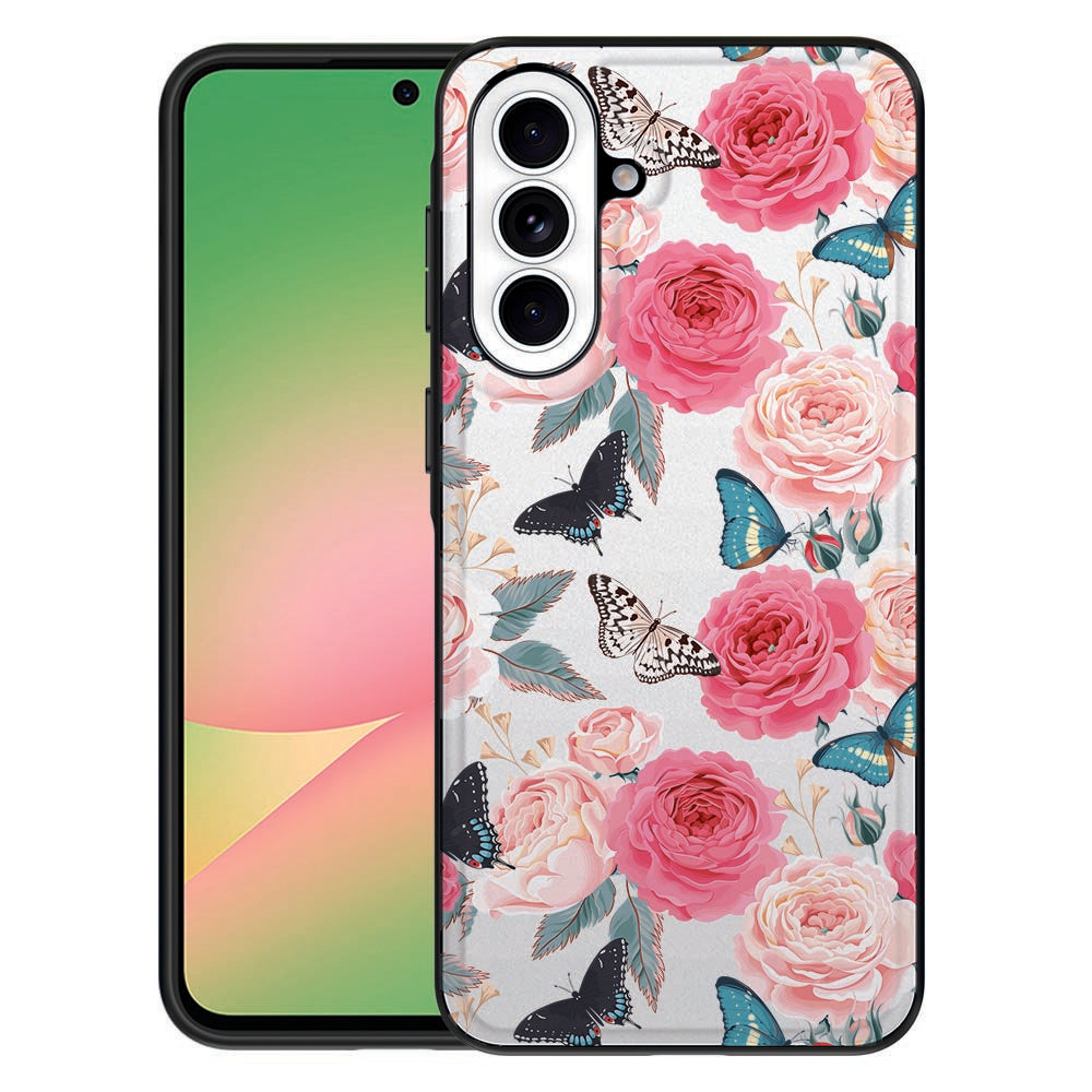 Samsung Galaxy A57 Back Cover Butterfly Roses Aanzicht.