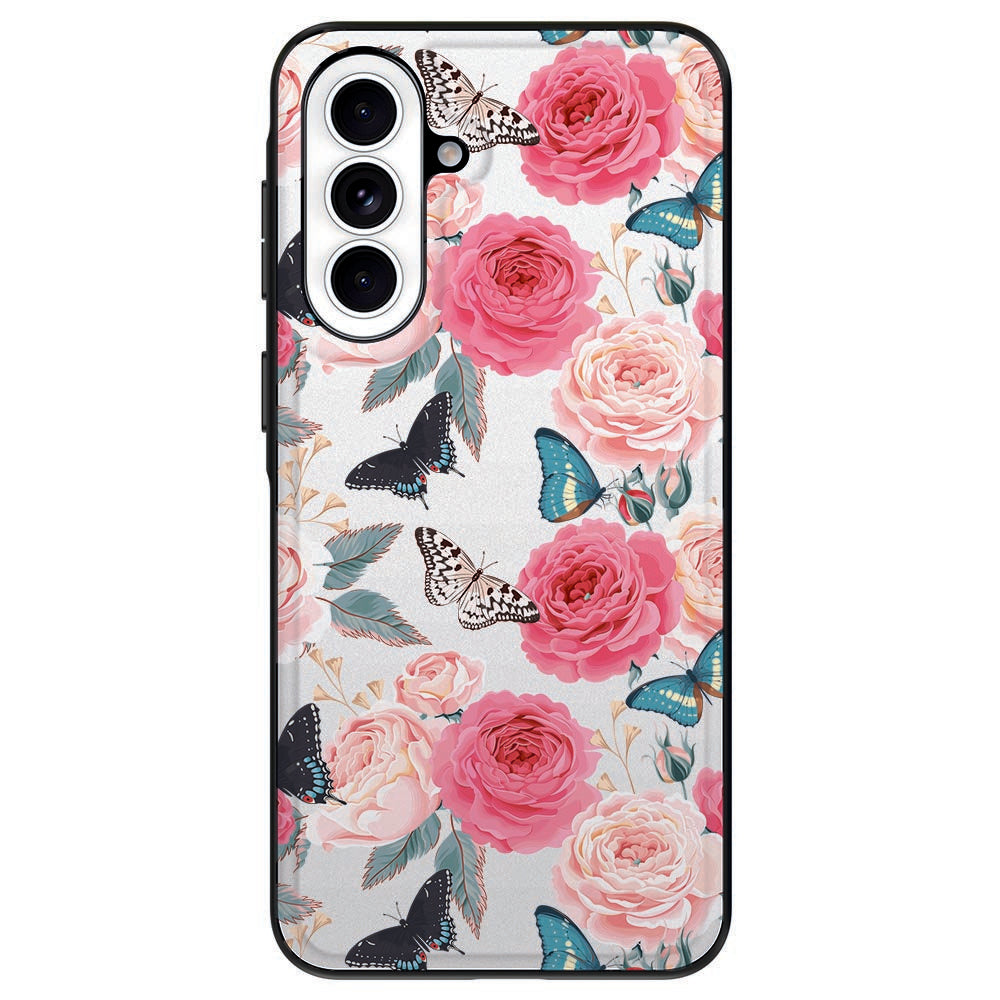Samsung Galaxy A57 Back Cover Butterfly Roses Aanzicht.