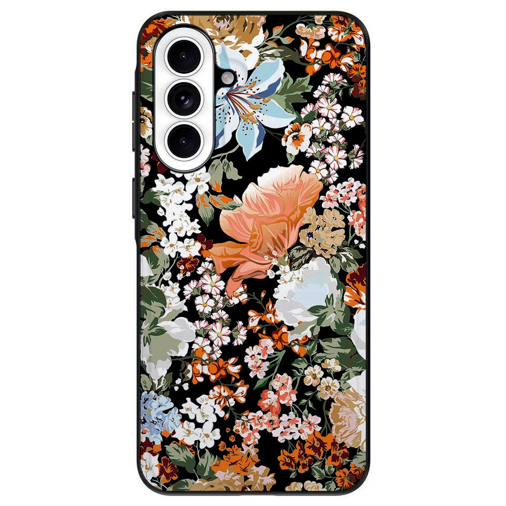 Samsung Galaxy A57 Backcover Hoesje Dark Flowers Detail.