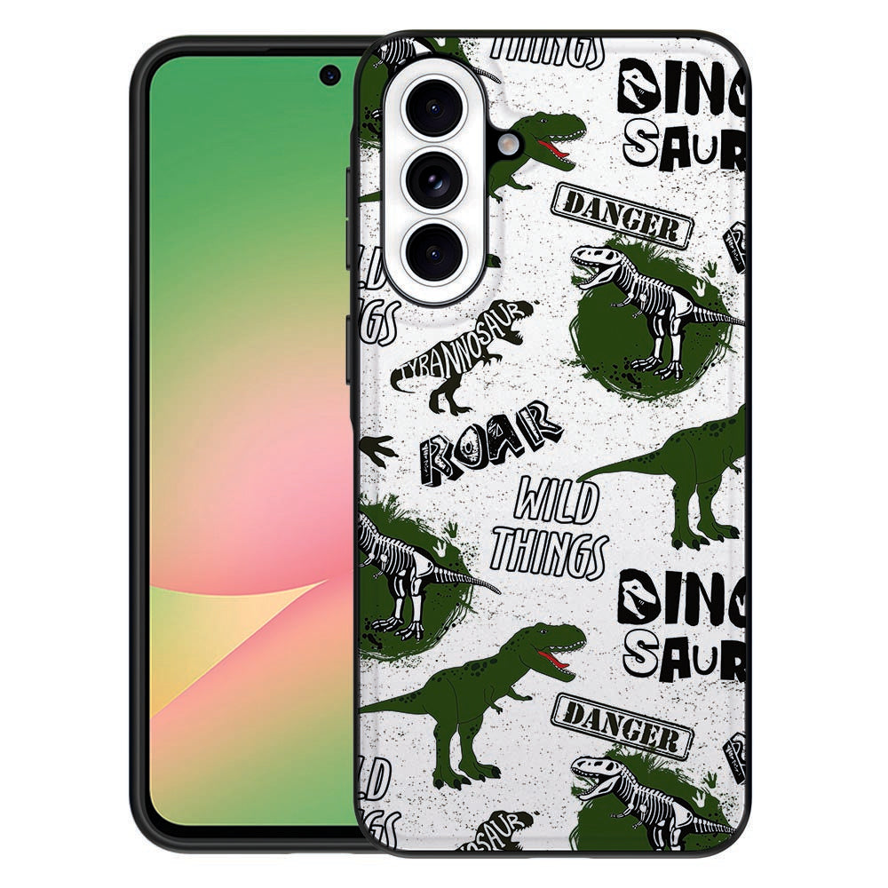 Samsung Galaxy A57 Backcover Hoesje Dinosaurus Patroon Voorkant.