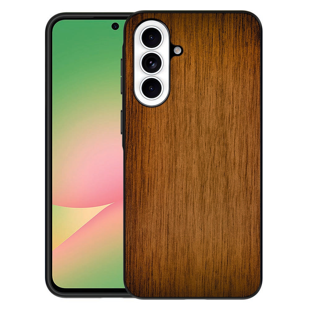 Samsung Galaxy A57 TPU Hoesje Donker Hout Vooraanzicht.