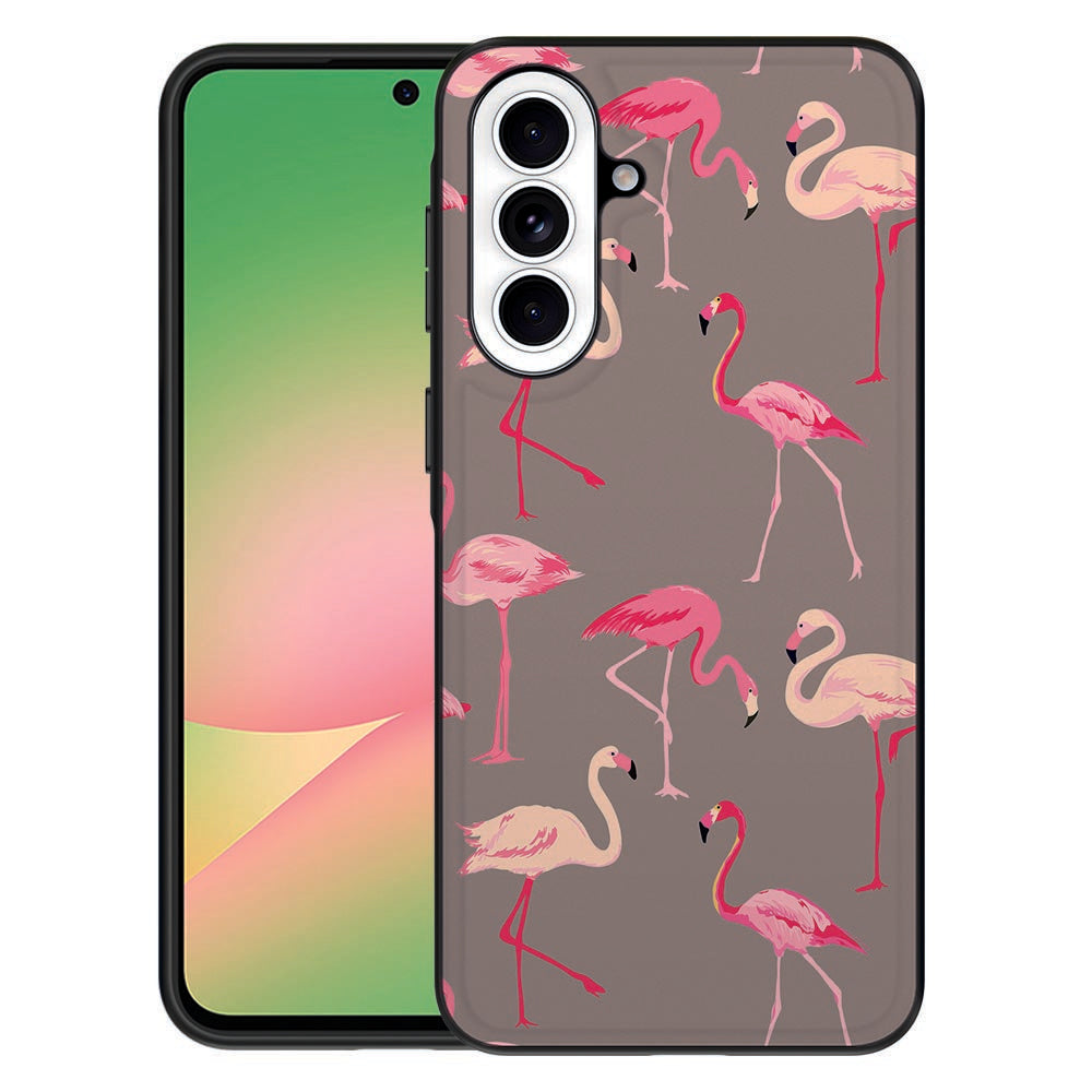 Samsung Galaxy A57 TPU Hoesje Flamingo Flamingo-design print voormensuur.
