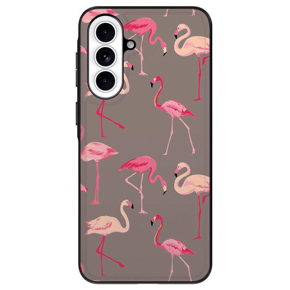 Samsung Galaxy A57 TPU Hoesje Flamingo Flamingo-print achterkant.