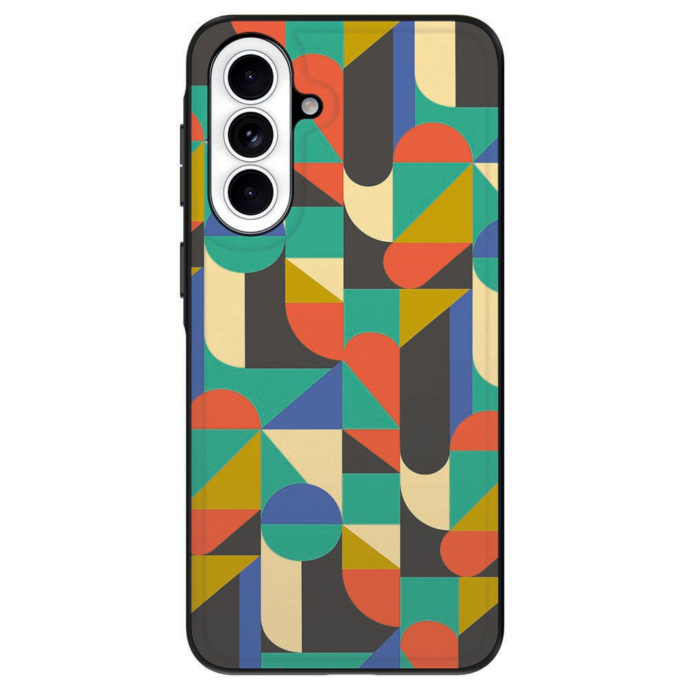 Samsung Galaxy A57 Telefoonhoesje Funky Retro Geometrisch design achterzijde.