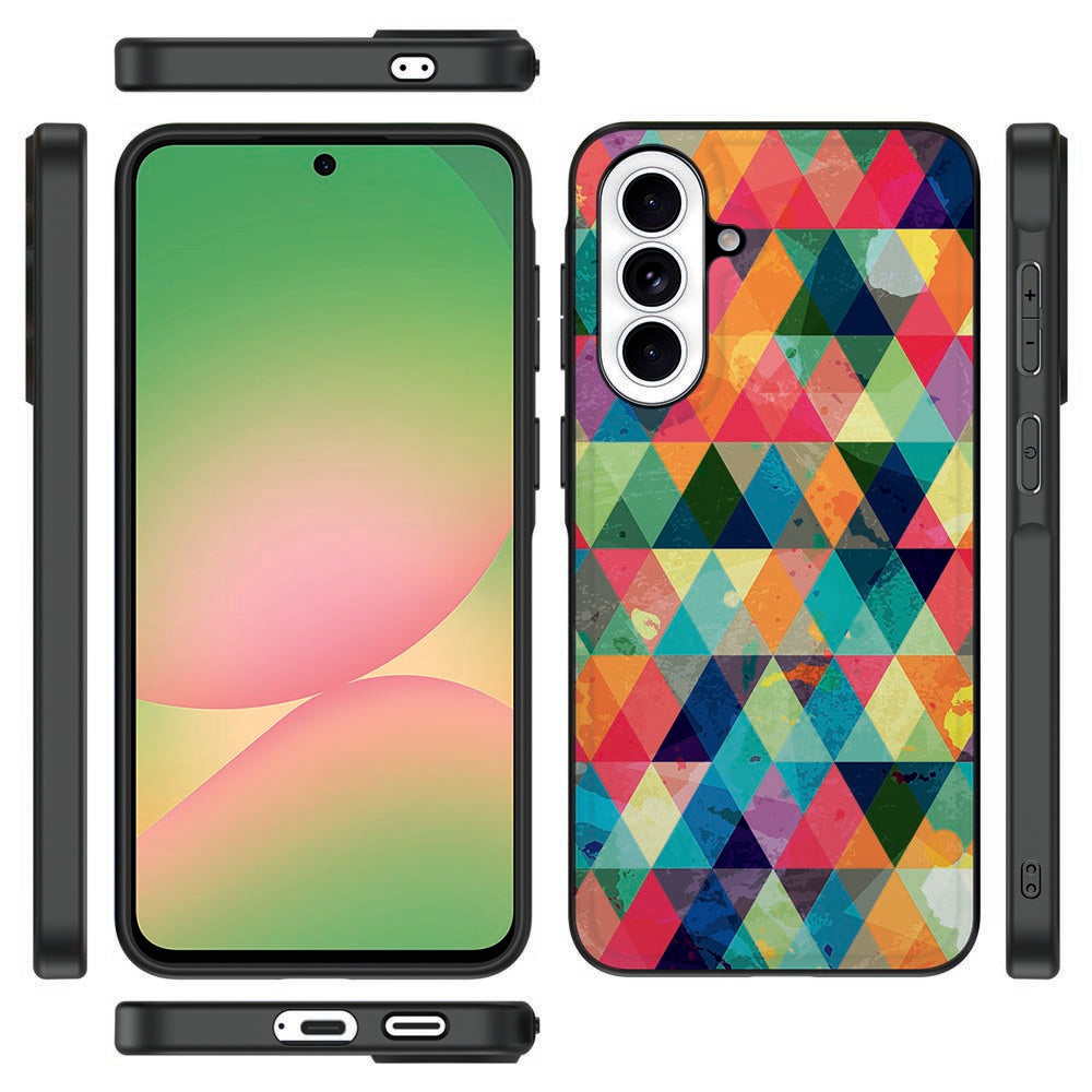 Samsung Galaxy A57 Back Cover Geruit design geometrisch aanzicht.