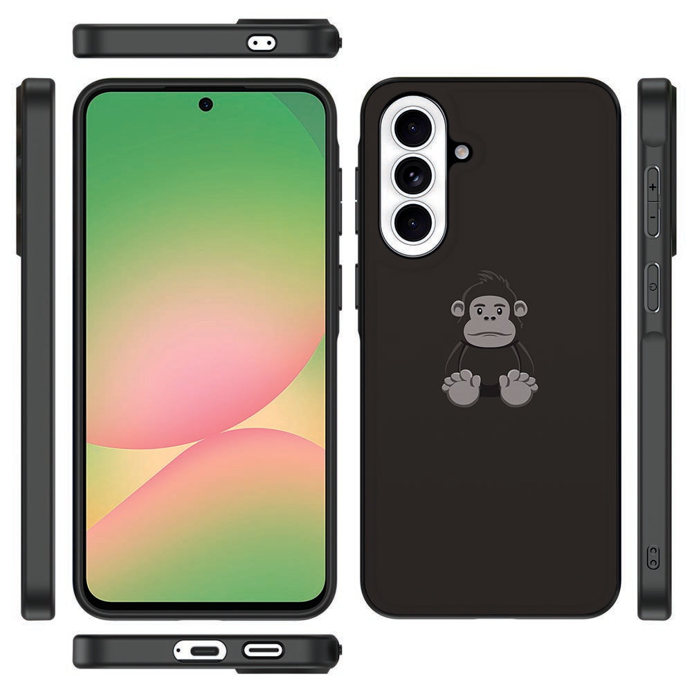 Samsung Galaxy A57 Telefoonhoesje Gorilla zwart met print vooraanzicht.