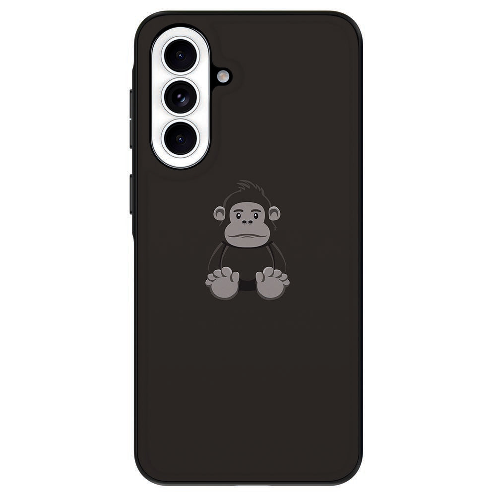 Samsung Galaxy A57 Telefoonhoesje Gorilla zwart met gorilla print achterkant aanzicht.