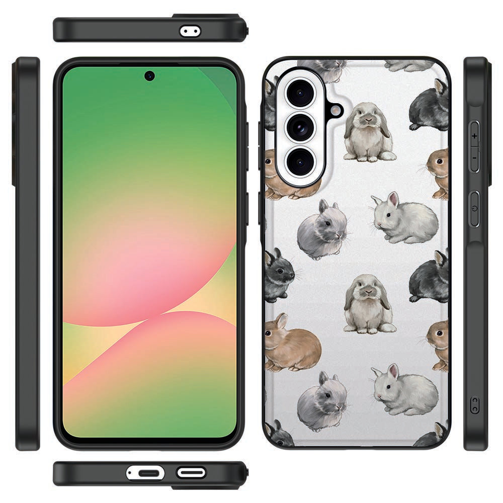 Samsung Galaxy A57 Back Cover Konijntjes detail weergave met prints van konijnen.