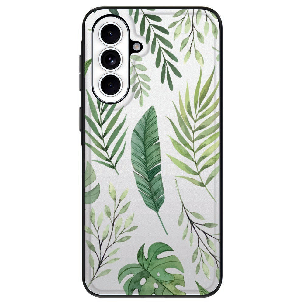 Samsung Galaxy A57 Leaves Backcover Hoesje bladpatronen achterzijde.